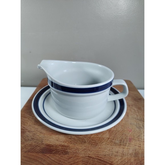 MSI Blue Monterrey Stoneware Gravy Bowl and plate set Blue Ring Japan - Picture 2 of 13